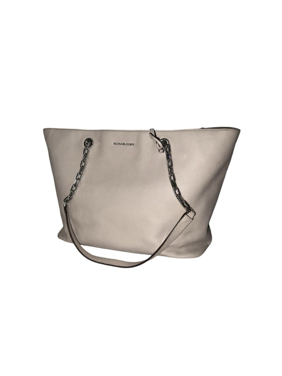 Michael Kors Handbags - Michael Kors Pebbled Leather Large Chain Tote Shoulder Bag Cream Beige
